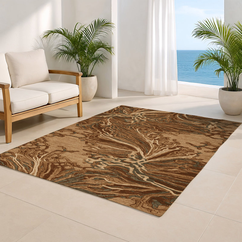 Tapis d'intérieur et d'extérieur brun Nature, Rectangulaire 2 pi x 3 pi