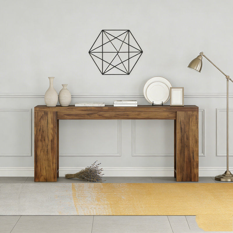 Farmhouse Wood Sofa Table Entryway Table, Rustic Brown