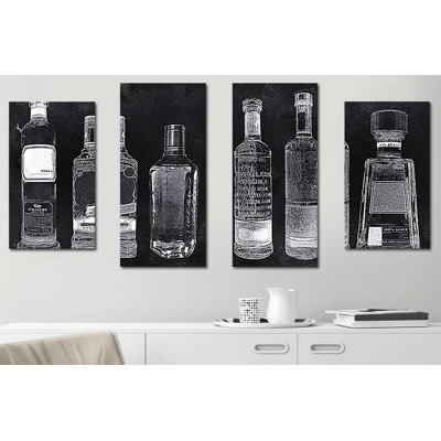 Bar Cart - 4 Piece Wrapped Canvas Graphic Art Set -  Red Barrel StudioÂ®, 617C56EACC9A4660862DB87BE87BD4FA