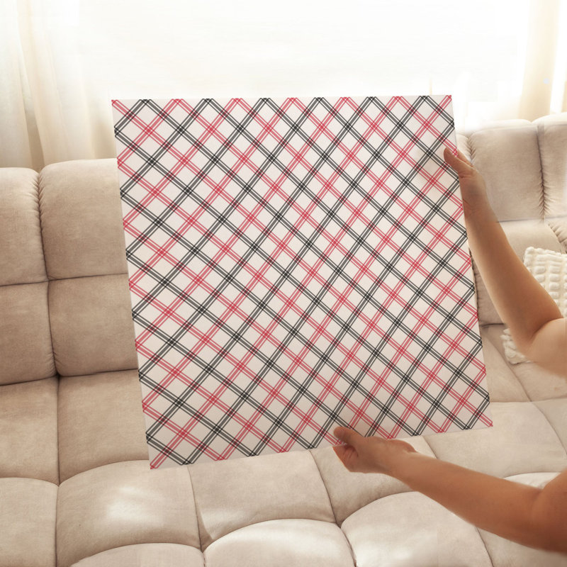 Abstract Red Black Plaid Pattern Modern Unframed Art Print