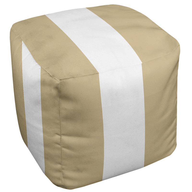 Upholstered Ottoman, Gold/White/Gold