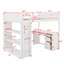 Lit mezzanine double avec tablettes et bureau