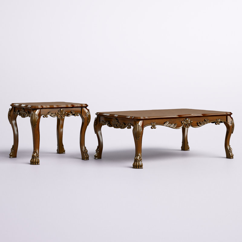 Caruthers 2 Piece Coffee Table Set, Cherry Oak