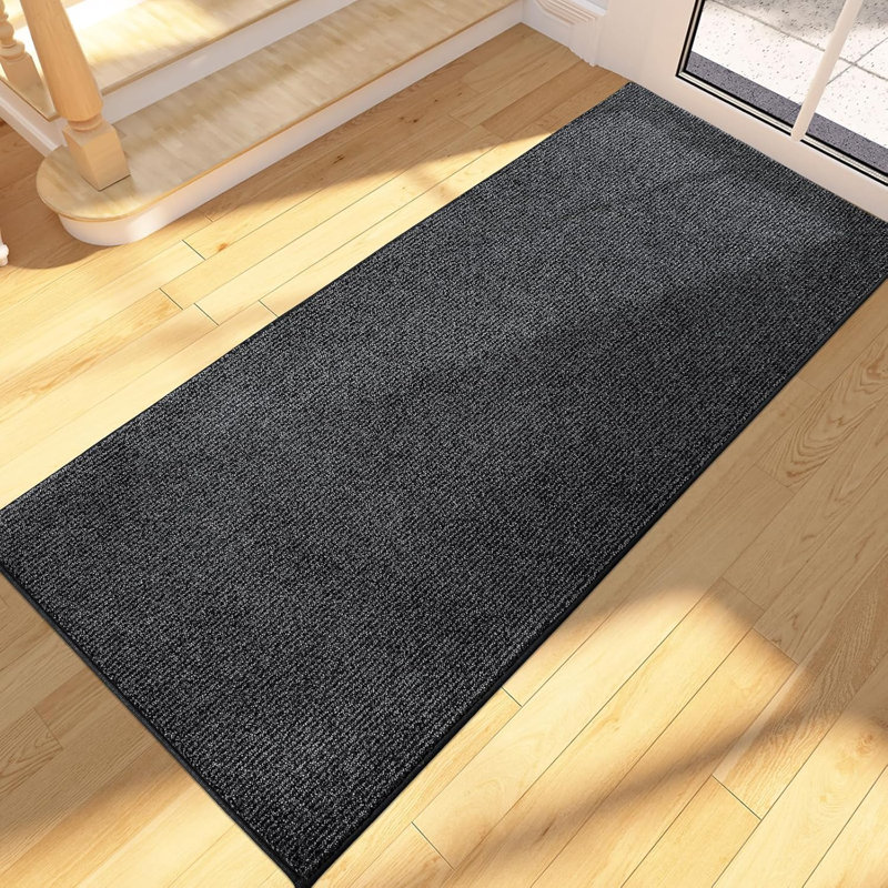 Indoor Door Mat 60 Cm, Machine Washable, Non-Slip Inside Rug For Hallway, Entryway, Kitchen, Charcoal, Runner 60 x 180cm