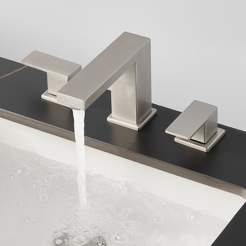 Widespread 8" Bathroom Faucet 3 Hole, 2-handle Bathroom Sink Faucet with Pop Up Drain Assembly, Brushed Nickel