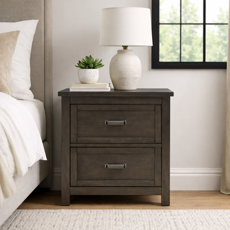 Candelario Dark Cherry 2‑Drawer Nightstand