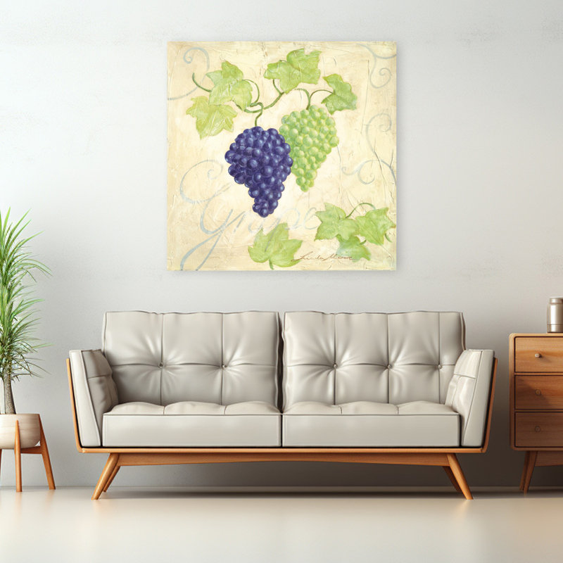 «Fresh Blue Green Grapes Organic Rustic Vibrant Fruit Landscape Art», art mural, 48" H x 48" W