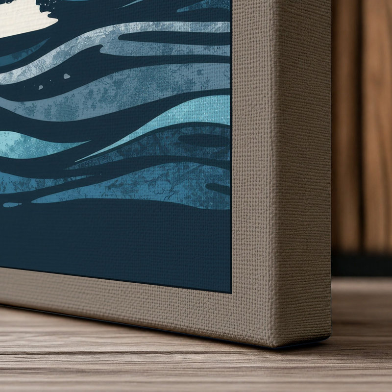Whale Breaches Coastal - Wrapped Canvas, 24x16 - 61.0 x 40.6 cm, Taupe Border