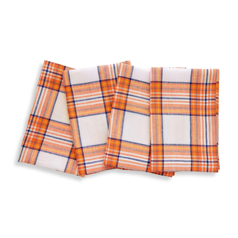 Orange Plaid - 100% Pure Line Dinner Napkins
