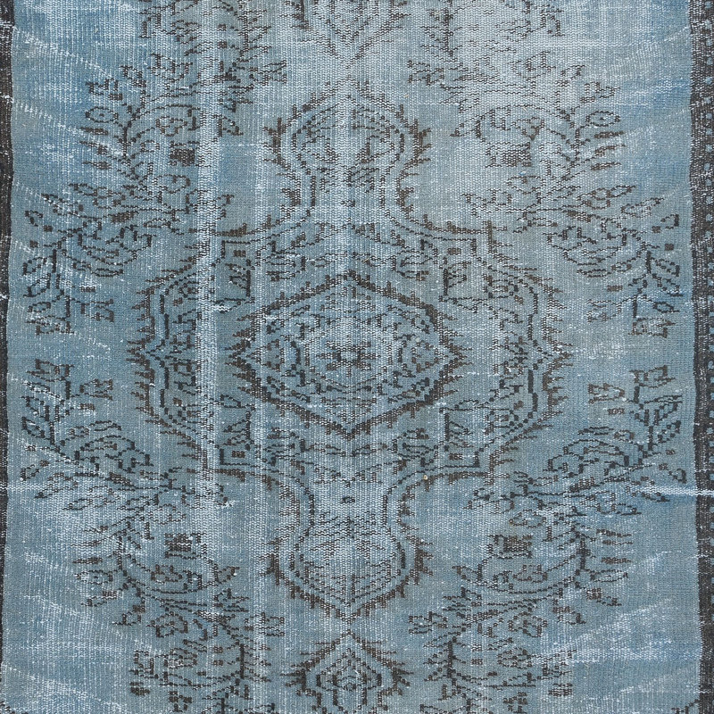 Tapis de bureau moderne bleu clair 5 x 8,6 pi, tapis turc fait à la main en bleu ciel