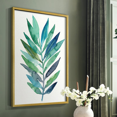 Palm Frond Flow II, reproduction encadrée - bois massif