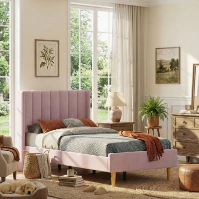 Deeb Vertical Channel Tufted Wingback Platform Bed