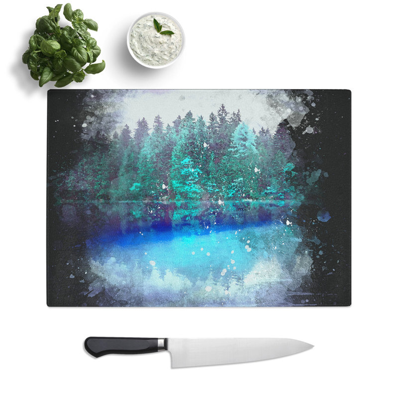 Tempered Glass Mythical Forest in Germany Chopping Board, 20 cm x 28.5 cm