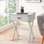 Table basse à 1 tiroir blanc rustique avec plateau en bois et coins en métal, polyvalente pour le salon / chevet-438009205