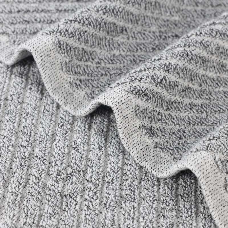 Ensemble de serviettes à séchage rapide en mélange de coton côtelé en diagonale, Gris anthracite