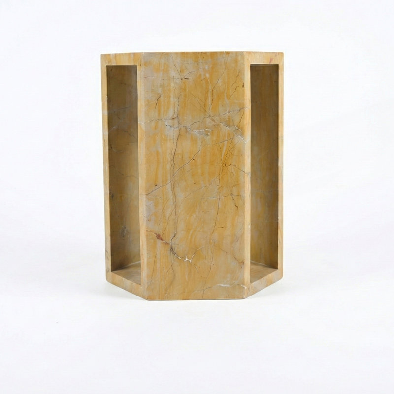 Table d'appoint hexagonale en marbre, table basse moderne et minimaliste