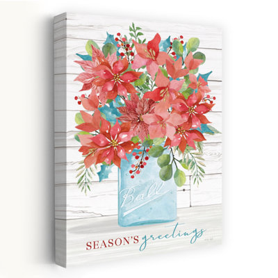 Season's Greetings Flowers Contemporary Poinsettia Flower Art