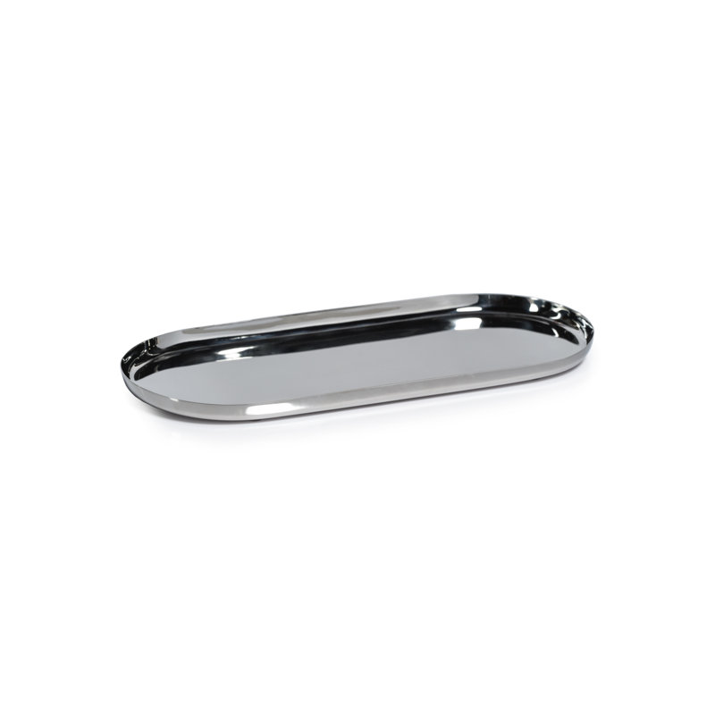 Plateau en acier Joss & Main Wanita, H 0,5 po x l 6 po x P 13,25 po, Argent