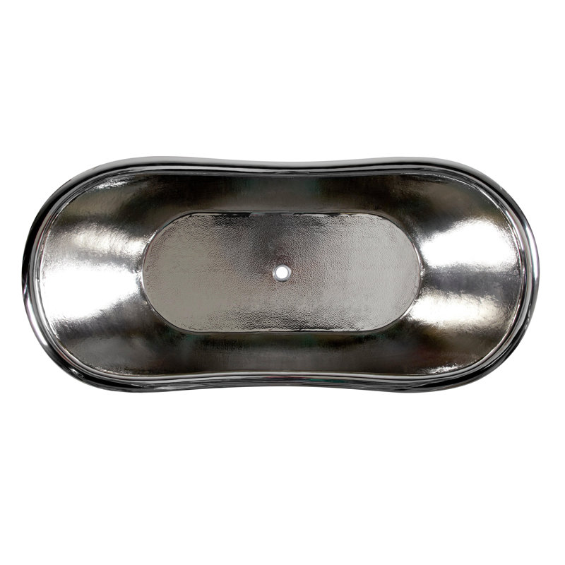Paige 72" Copper Soaking Double Slipper Freestanding Tub with Rolled Rim - Less Drain