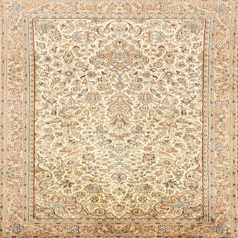 Tapis beige traditionnel/crème/noir Messancy, Carré 7 pi
