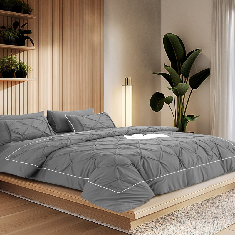 Cotton Standard Duvet Cover,  Light Gray Striped, Twin Duvet Cover + 1 Standard Pillowcases