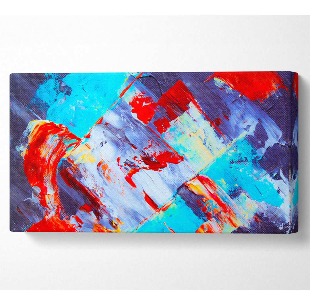 Bold Strokes Of Blue And Red Wide Canvas Print