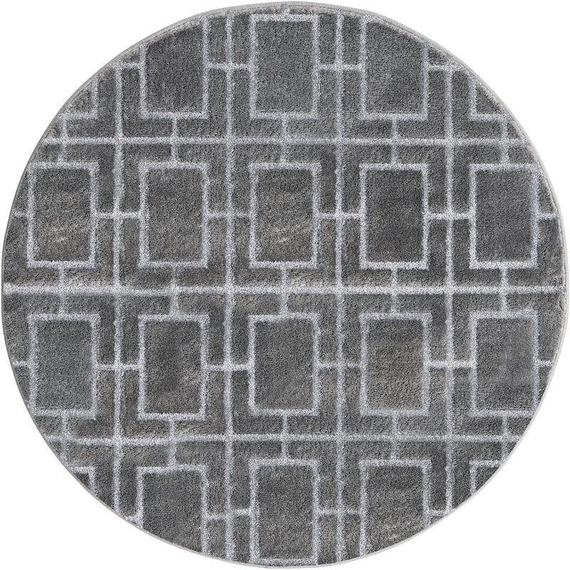Geometric Indoor Rug, Round 3'3"