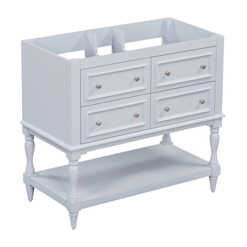 Meuble-lavabo 36 po sans lavabo, ensemble de meuble-lavabo autoportant 36 po avec 4 tiroirs et portes à fermeture douce, Bleu