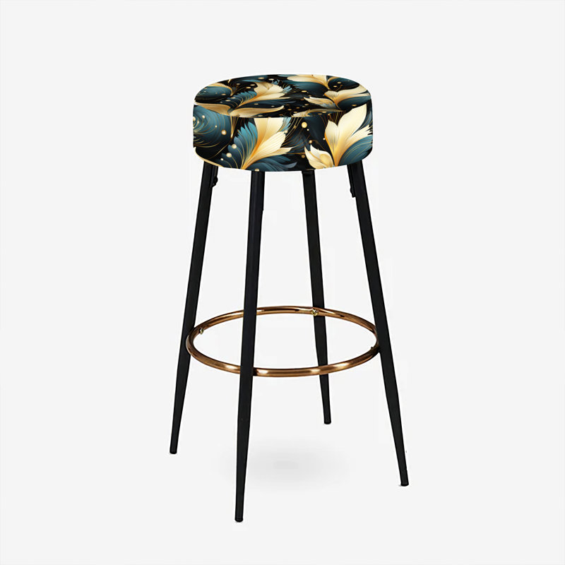 Ensemble de 2 tabourets de bar Hollywood Glamour Opulence Emerald and Gold - Floral