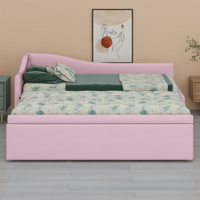 Upholstered L-Shaped Daybed With Pop Up Trundle