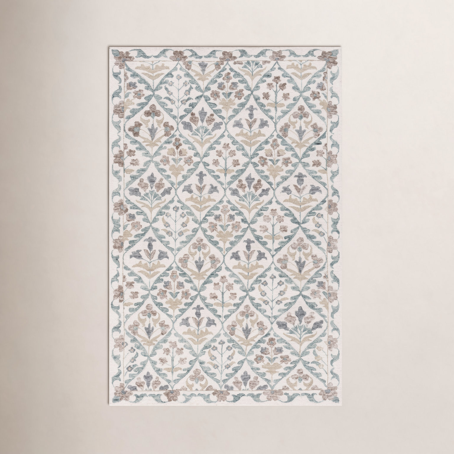 Hand-Tufted Wool Floral Rug, Rectangle 6' x 9'
