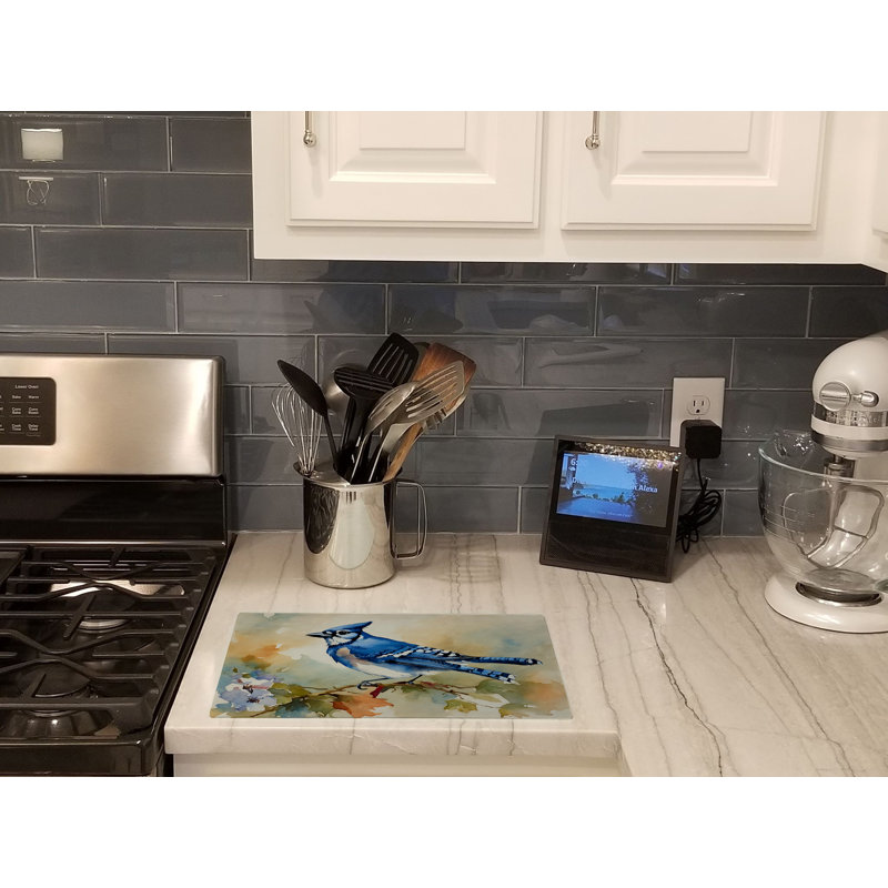Blue Jay Glass Cutting Board