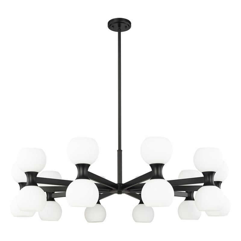 20-Light Dimmable Sputnik Chandelier, Matte Black
