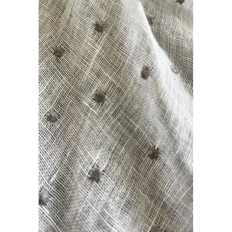 Demi Cotton Blend Polka Dots Sheer Thermal Rod Pocket Curtain Panels, Gray, 50" W x 108" L