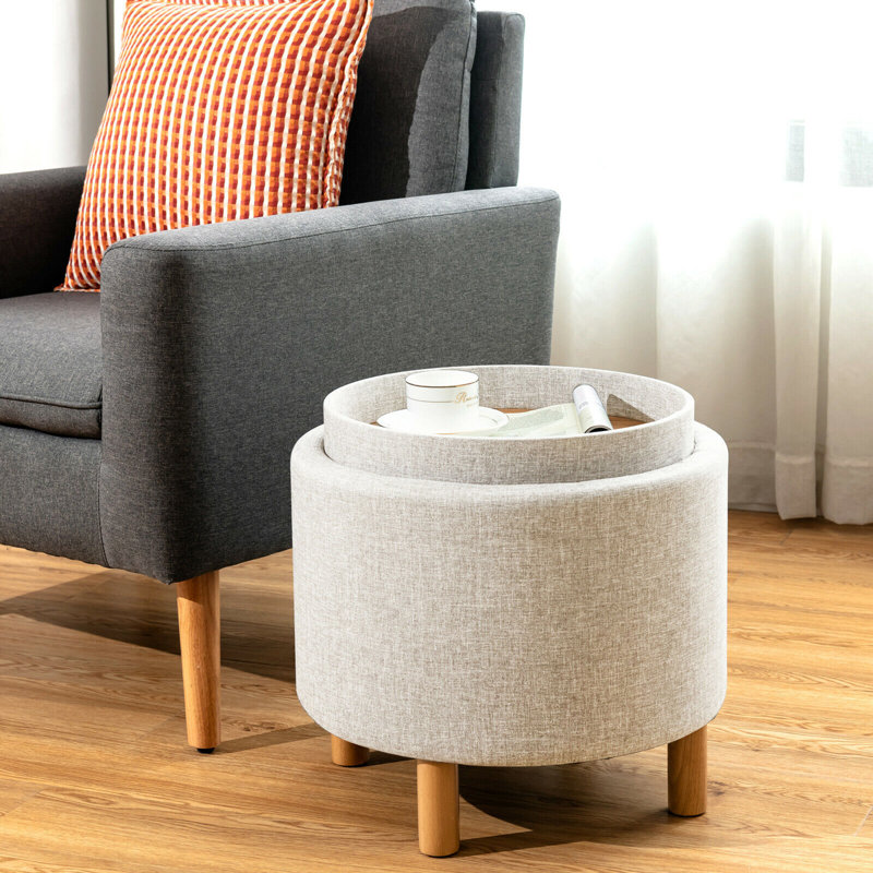 Wollstone Upholstered Ottoman, Beige