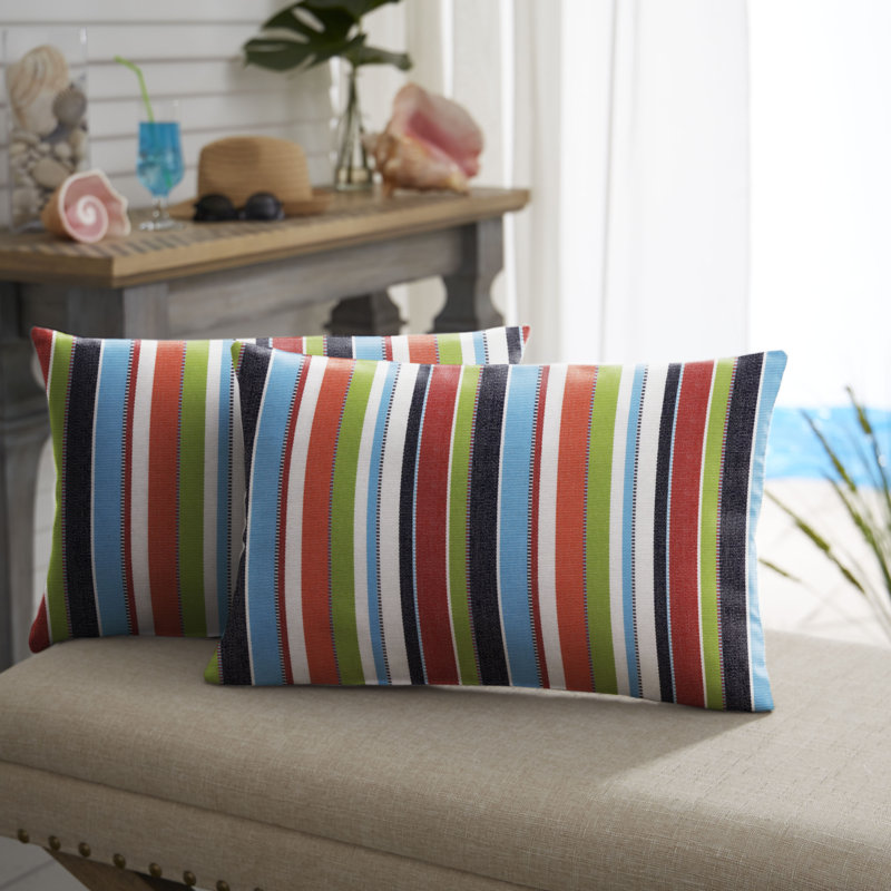 Outdoor Sunbrella Lumbar Pillow, 12"H x 24W", Multi KE