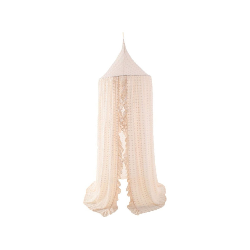Princess Room Lace Chiffon Netting Bed Canopy, Beige, 240 X 50 X 50Cm