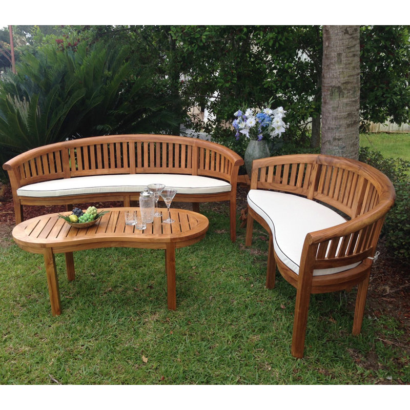 Banc de jardin teck Meyer, H 34 po x l 64 po x P 28 po