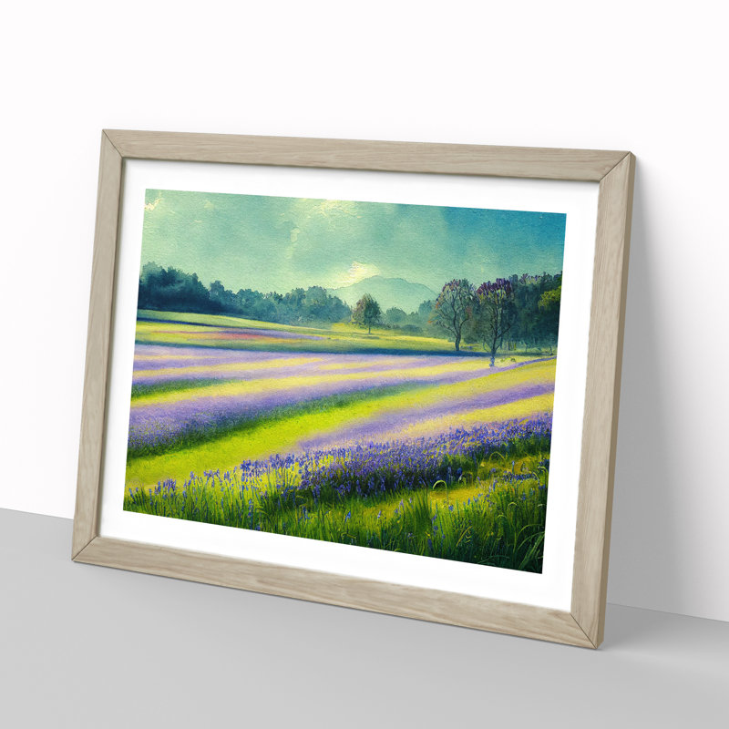 Serene Bluebell Field Vol.3 - Framed Print, 46cm H x 64cm W x 2cm D, Oak