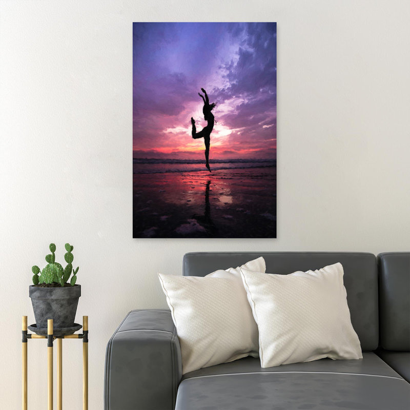 «Ballet Girl On The Beach avant le lever du soleil», reproduction d'art graphique sur toile tendue, H 36 po x l 24 po