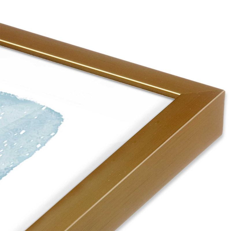 Imprimé hivernal d'hiver, H 13,75 po x l 13,75 po, Cadre simple en or poli, bois massif
