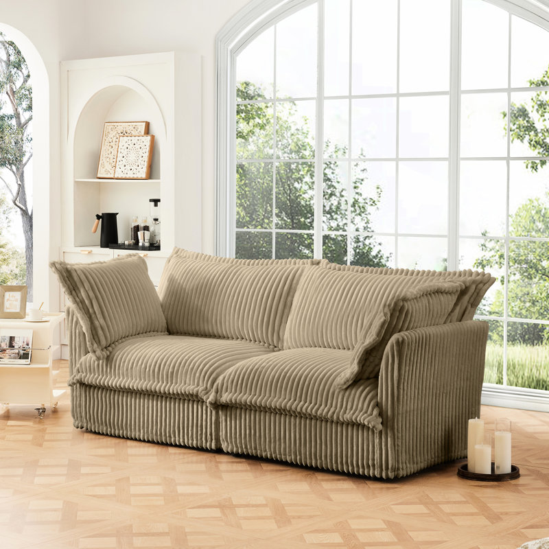 2 pour un intérieur élégant - siège profond en velours côtelé, coussin rembourré, housse amovible, confortable, moderne, camel