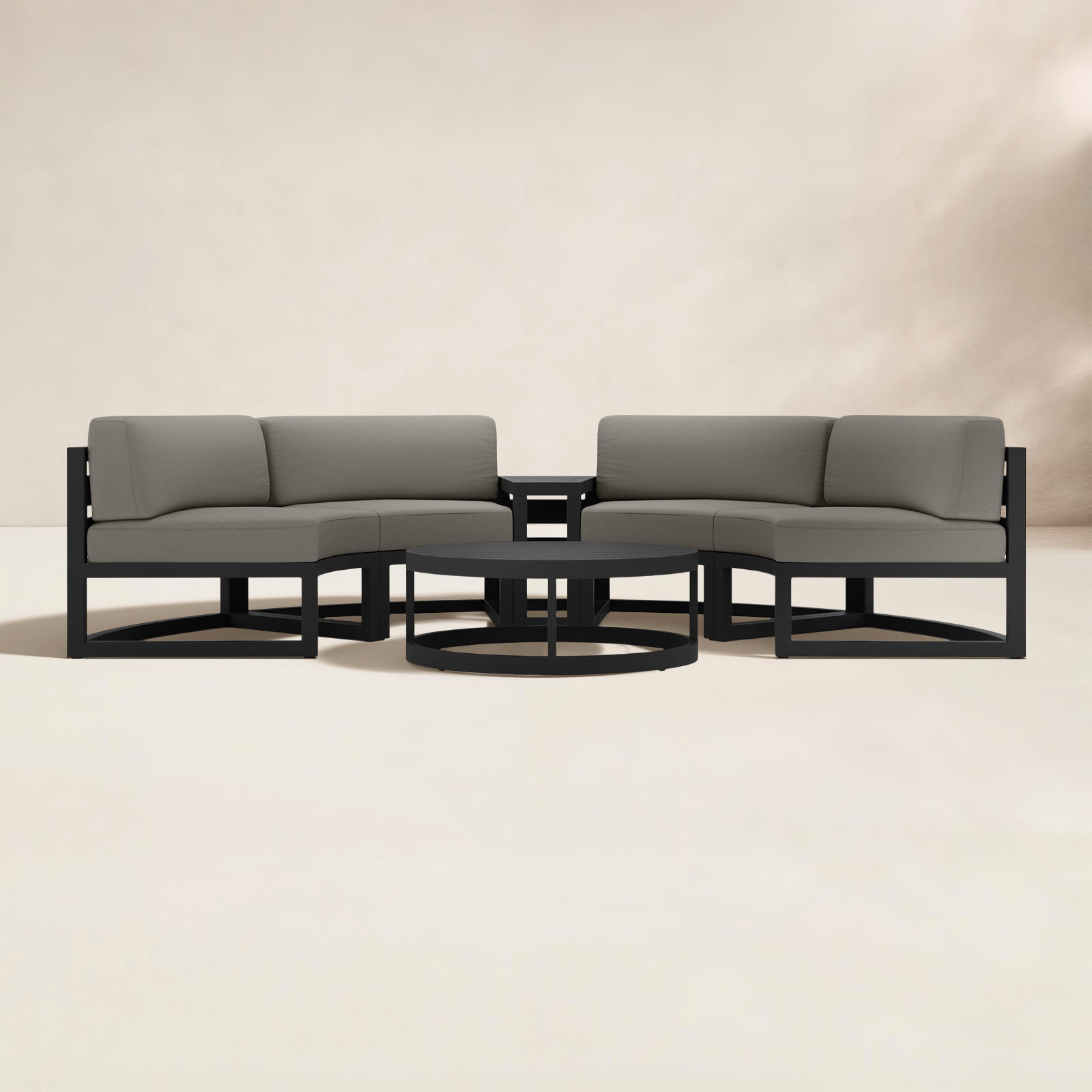 Bergeron 4 - Person Patio Conversation Set with Cushions, Canvas Charcoal Sunbrella® Canvas, Black