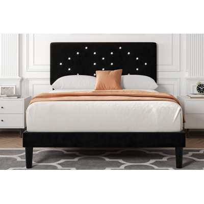 Full Upholstered Platform Bed Frame, Easy Assembly Space Saving