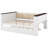 Full Size Wood Daybed with Storage Shelves, Upholstered Backrest, USB Ports & Trundle, White-320149177
