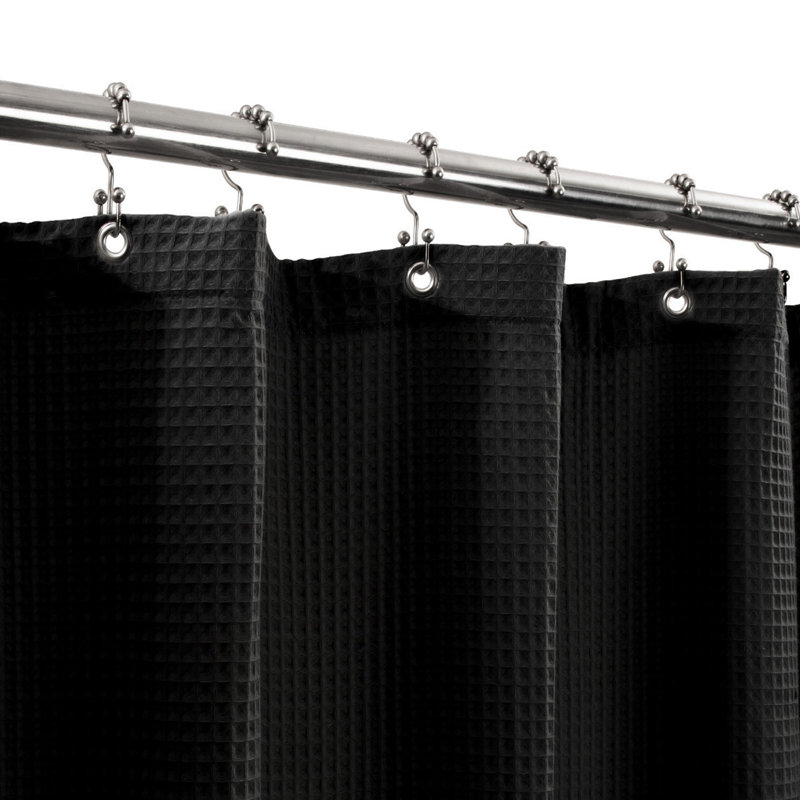 Cottingham Cotton Blend Waffle Shower Curtain, 72" H x 72" W, Black