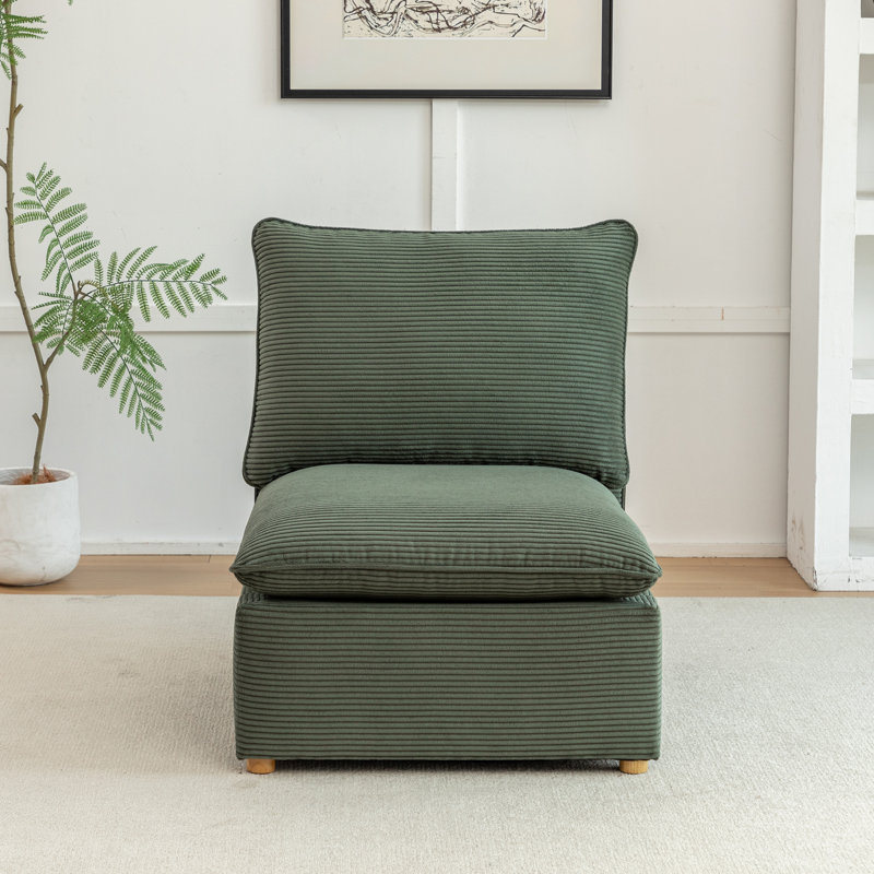 Chaise d'appoint en velours côtelé avec coussins Hepworth, Velours côtelé vert