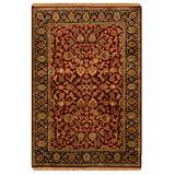 Hand-Knotted High-Quality Red and Black Area Rug