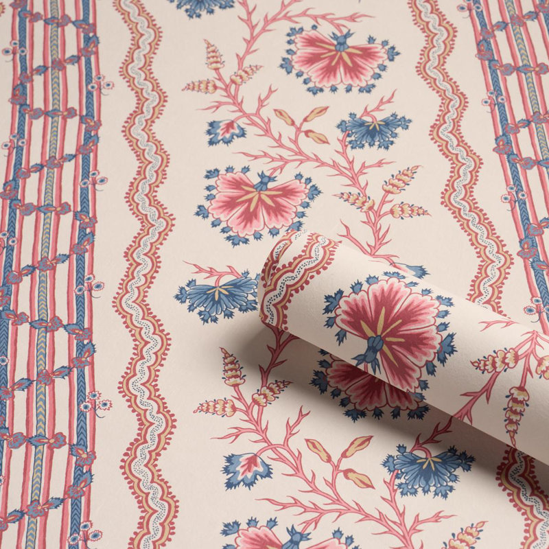 Papier peint à rayures Parvati, Rose