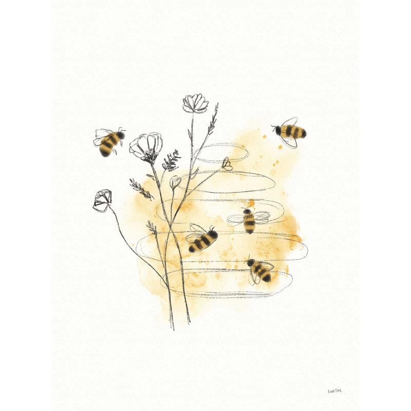 Bees and Botanicals Yellow and Black Canvas Print for Kids
